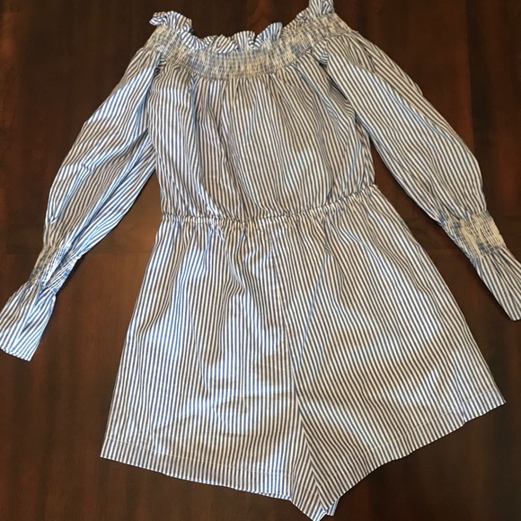 NWT Tea & Cup Blue and white striped romper - Picture 3 of 4